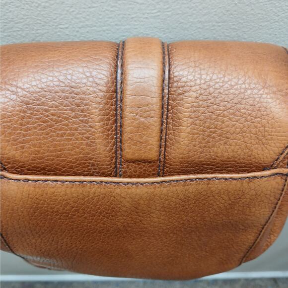 Brahmin Genuine Pebbled Leather Flap Shoulder Crossbody Bag Retro Twist Lock - Picture 12 of 15